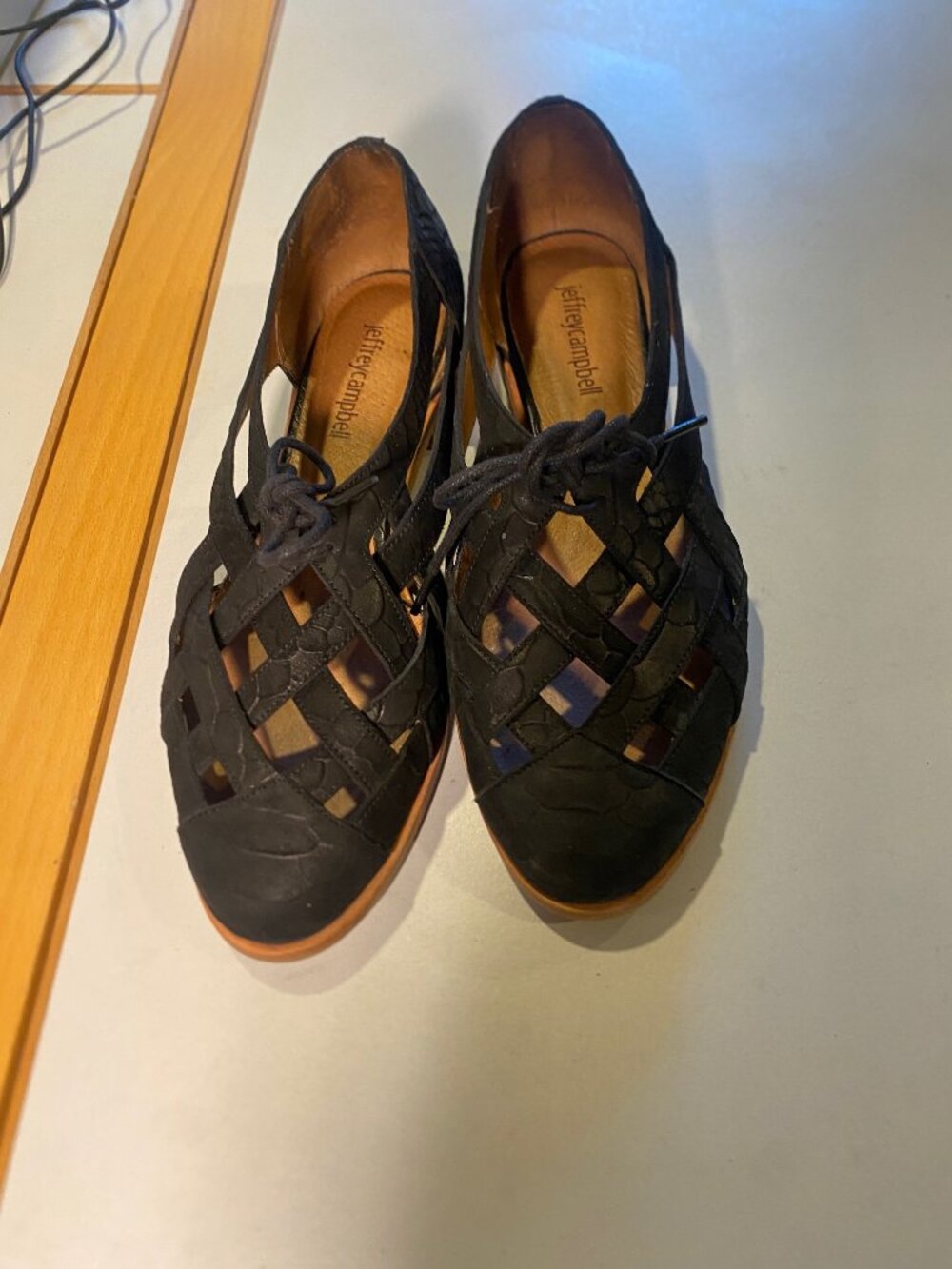 Jeffrey Campbell - Size 7 - Women's Canela Black Suede Woven Sandals